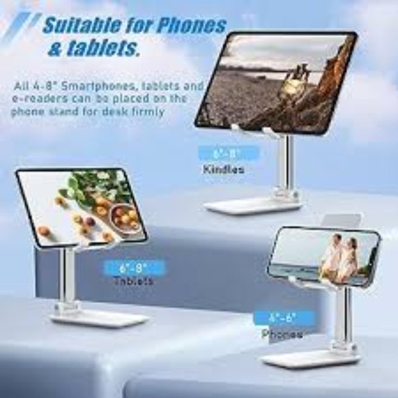 Cell Phone/Tablet Stand Foldable With Adjustable Silicon Pad For Desk - Picture 5 of 5